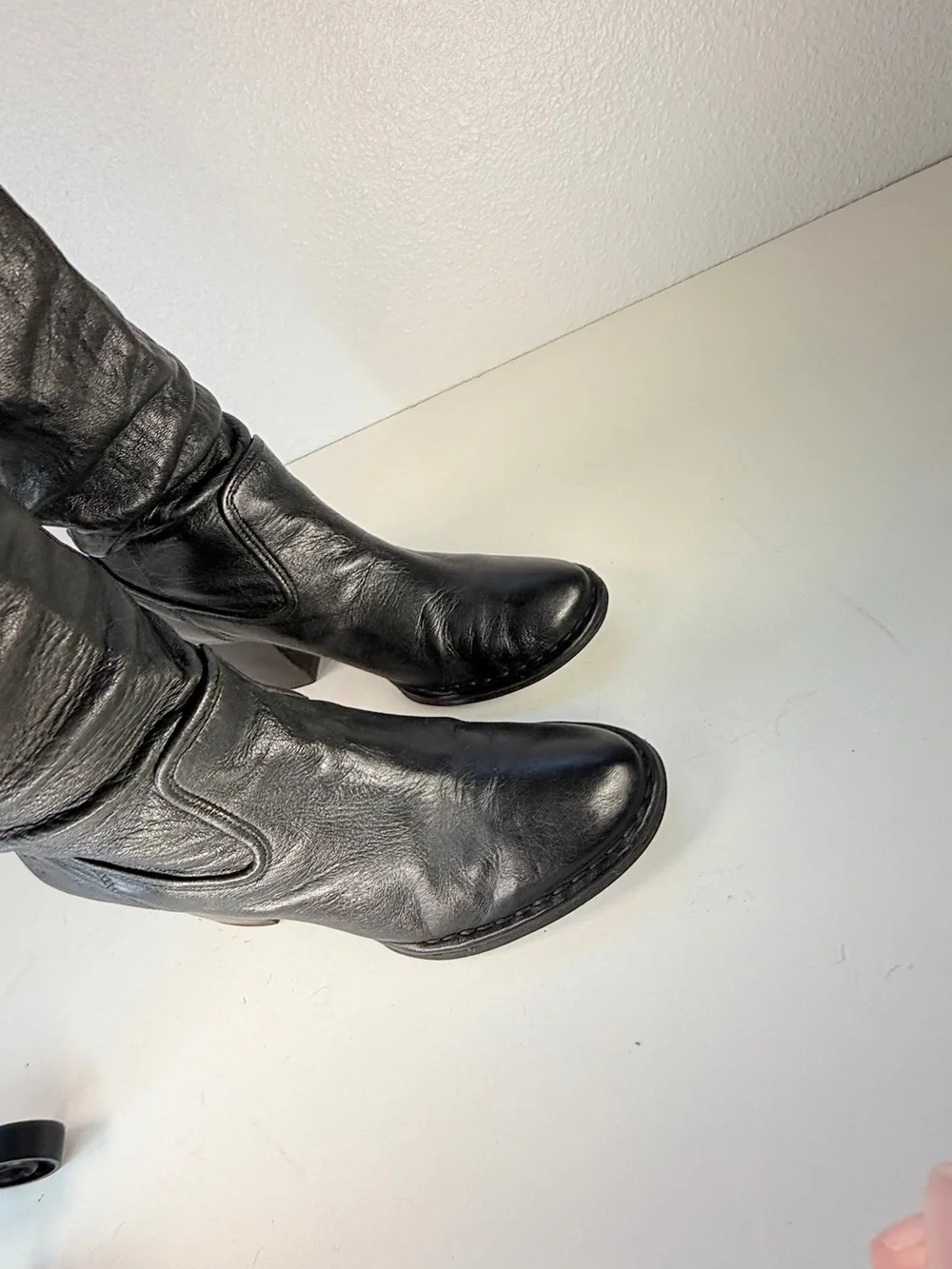 Frye Rory Scrunch Tall Black Leather Boots Womens 7 M Buttery soft Leather